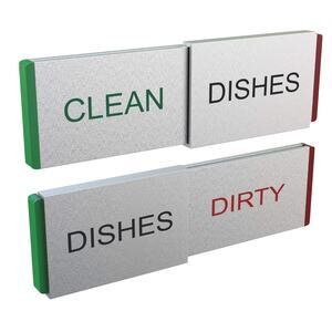 Dishwasher Magnet Clean Dirty Dishes Aluminum Sign Adhesive by Glide Signs - GUC